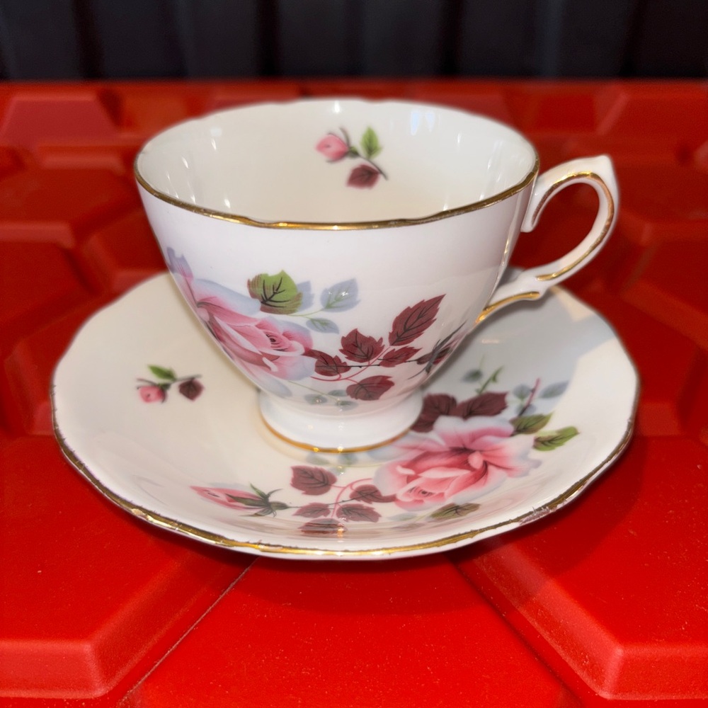 Vintage Royal Vale Rose Floral Teacup and Saucer